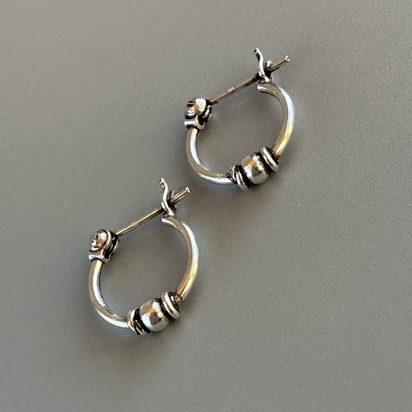 Sterling Silver Bali Hoop Earrings 12mm - Picture 6 of 6